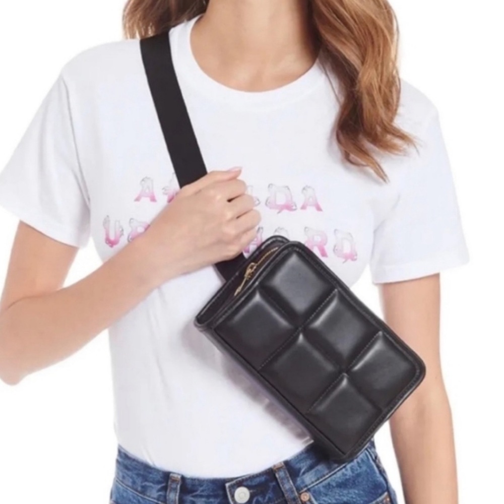 Amanda Uprichard Revolve Black Quilted Vegan Leather Belt Bag